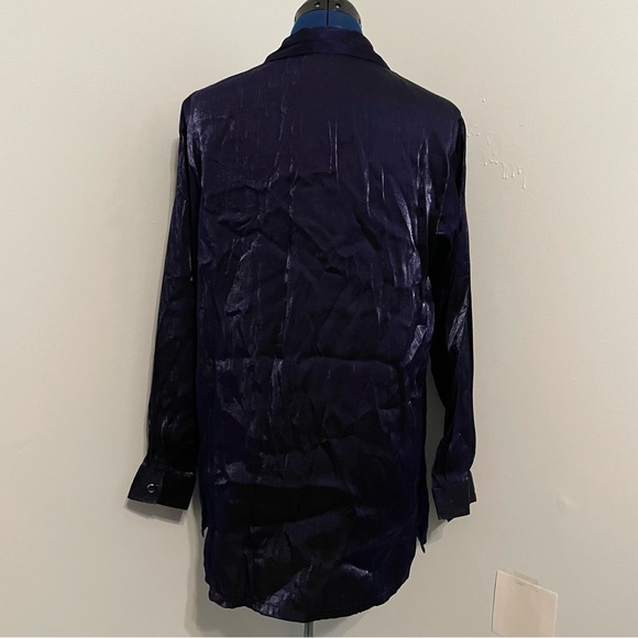 Vintage Purple Metallic Button Down Blouse Size M - Picture 2 of 6